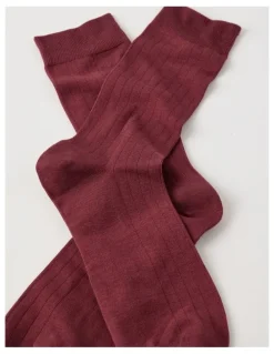 Blaq Australian Cotton Wide Rib Socks in Wine