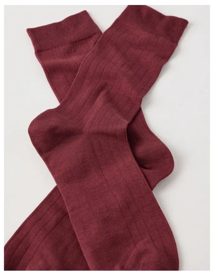 Blaq Australian Cotton Wide Rib Socks in Wine