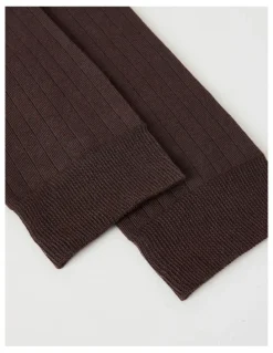 Blaq Australian Cotton Wide Rib Socks in Dark Chocolate
