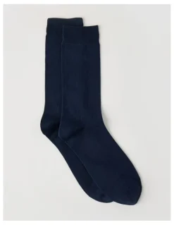 Blaq Australian Cotton Wide Rib Socks in Navy