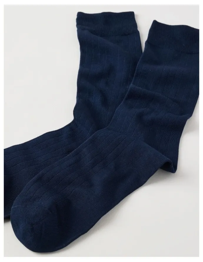 Blaq Australian Cotton Wide Rib Socks in Navy