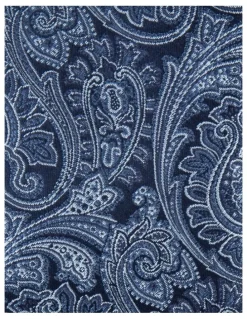 Blaq Paisley Poly Tie in Navy