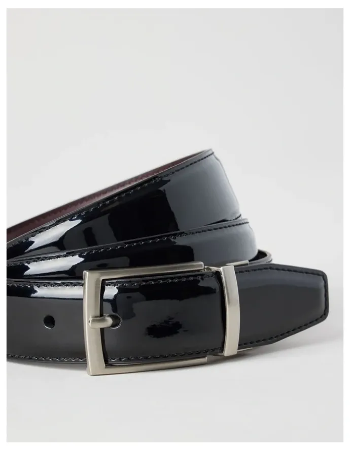 Blaq Patent Revesible Belt Belt Black/Deep Cherry