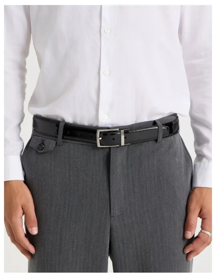 Blaq Patent Revesible Belt Belt Black/Deep Cherry