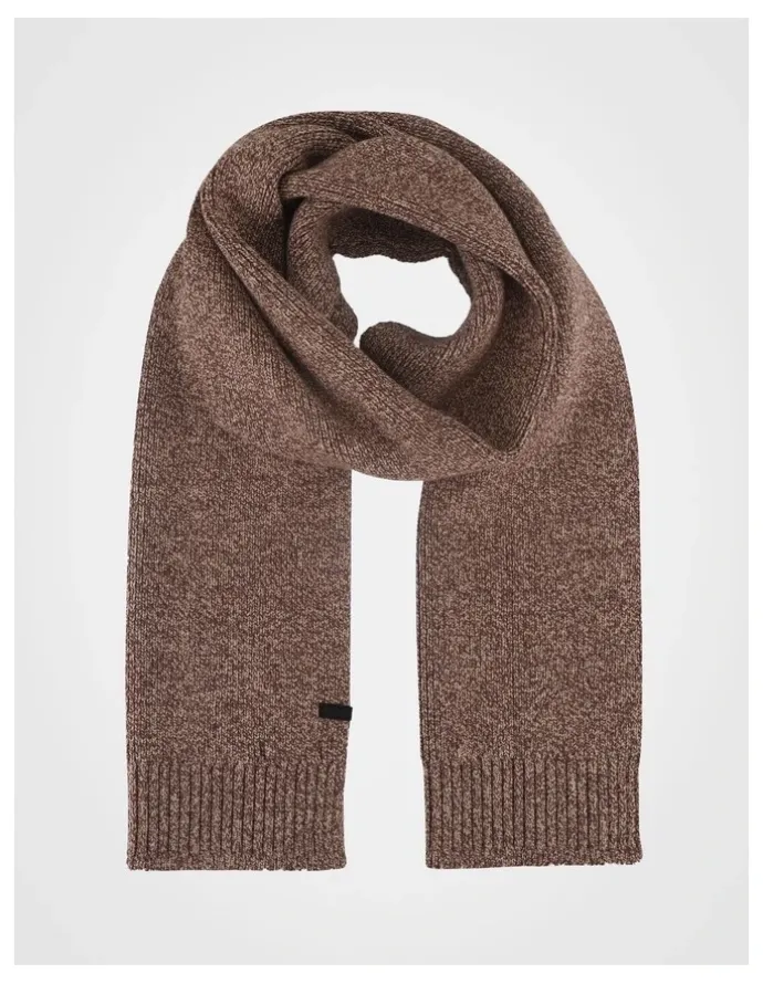 Blaq Rib Knit Scarf Two Tone Winter Accessory Grey/Camel