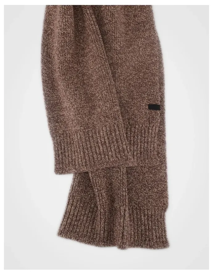 Blaq Rib Knit Scarf Two Tone Winter Accessory Grey/Camel