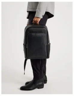 Blaq Saffiano Backpack Bag in Black