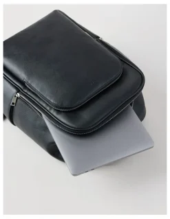 Blaq Saffiano Backpack Bag in Black