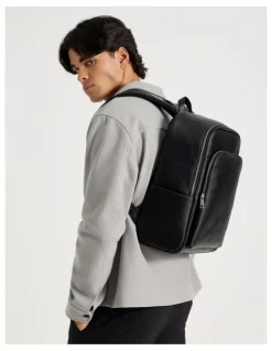 Blaq Saffiano Backpack Bag in Black
