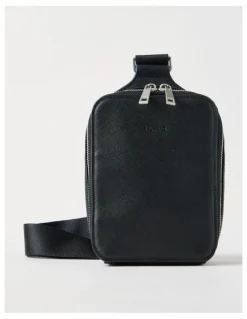 Blaq Saffiano Crossbody Bag in Black
