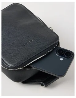 Blaq Saffiano Crossbody Bag in Black