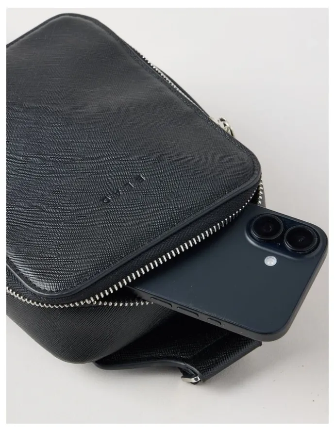 Blaq Saffiano Crossbody Bag in Black