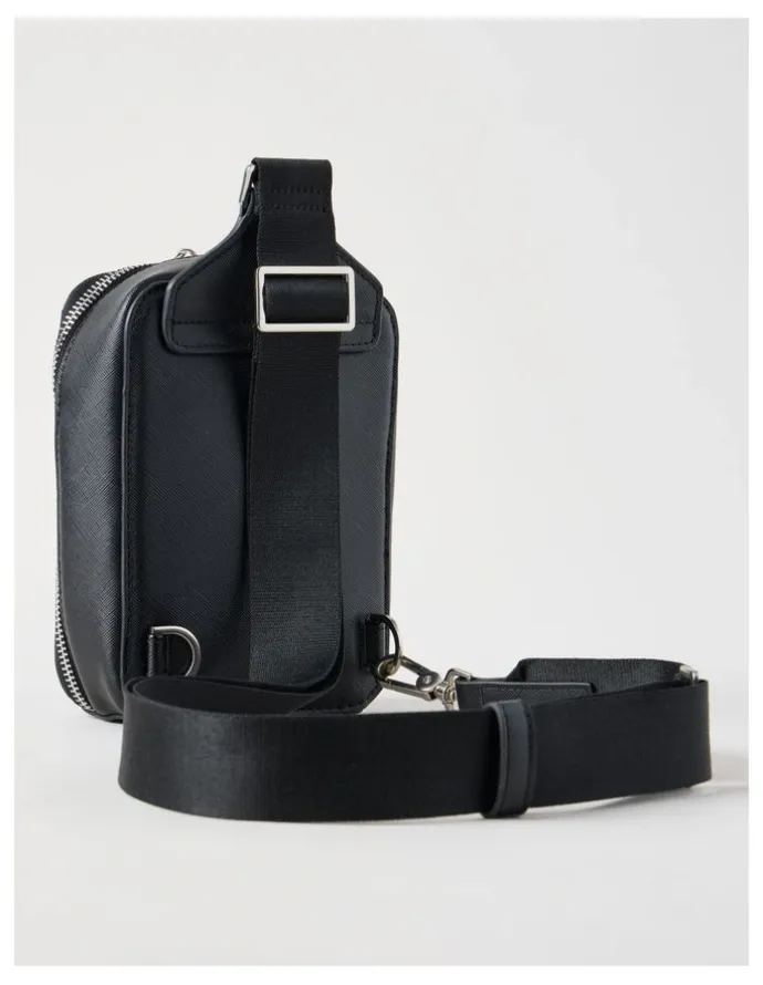 Blaq Saffiano Crossbody Bag in Black