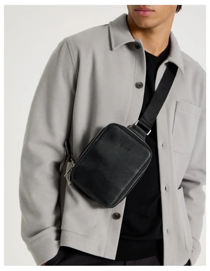 Blaq Saffiano Crossbody Bag in Black