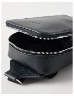 Blaq Saffiano Crossbody Bag in Black