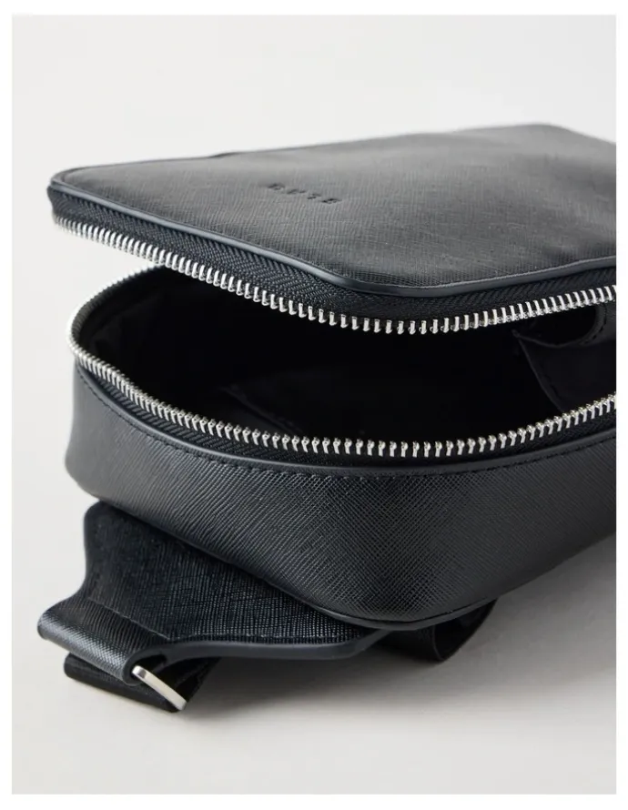 Blaq Saffiano Crossbody Bag in Black