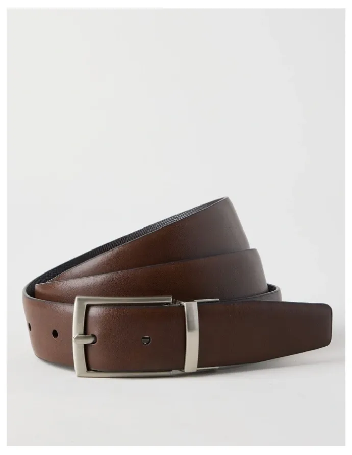 Blaq Saffiano/Smooth Reversible Dress Belt Belt Brown/ Brown
