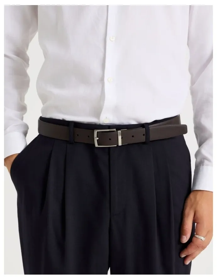Blaq Saffiano/Smooth Reversible Dress Belt Belt Brown/ Brown