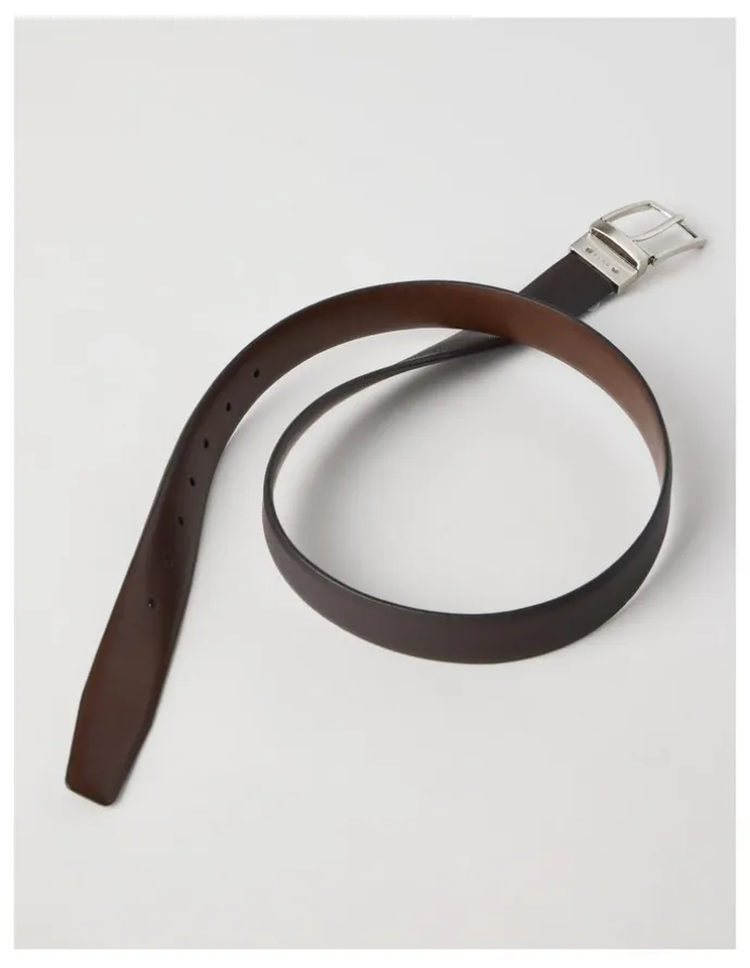 Blaq Saffiano/Smooth Reversible Dress Belt Belt Brown/ Brown