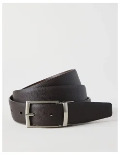 Blaq Saffiano/Smooth Reversible Dress Belt Belt Brown/ Brown