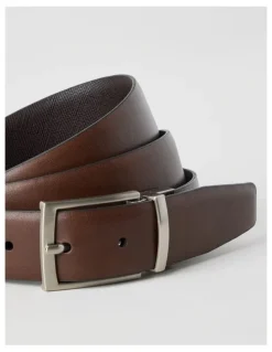 Blaq Saffiano/Smooth Reversible Dress Belt Belt Brown/ Brown