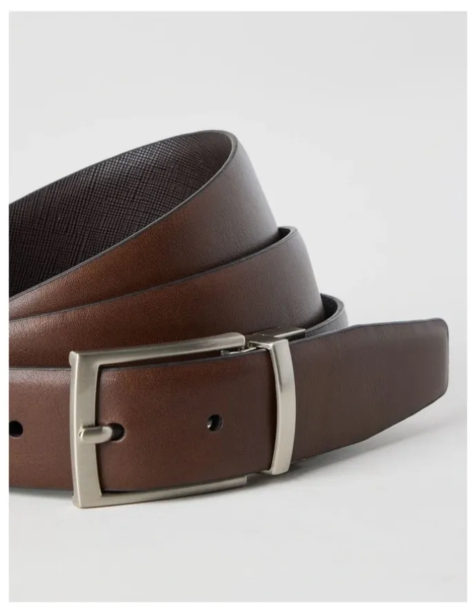 Blaq Saffiano/Smooth Reversible Dress Belt Belt Brown/ Brown