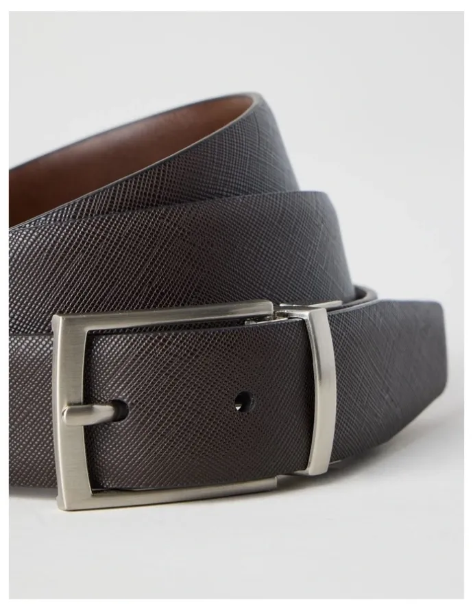 Blaq Saffiano/Smooth Reversible Dress Belt Belt Brown/ Brown