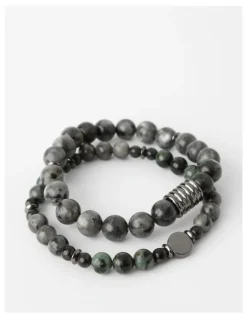 Blaq Semi Precious Bracelets 2pk in Black