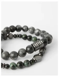 Blaq Semi Precious Bracelets 2pk in Black