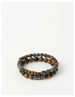 Blaq Semi Precious Brown Bracelets 2 Pack