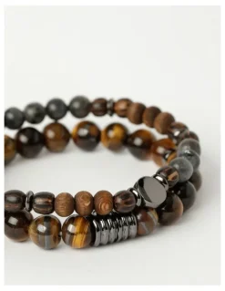 Blaq Semi Precious Brown Bracelets 2 Pack