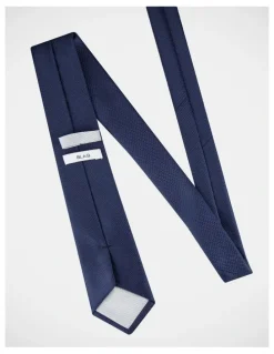 Blaq Textured Poly Tie in Navy