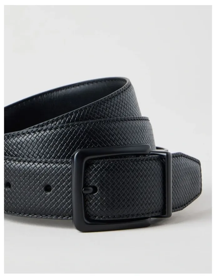 Blaq Textured Reversible Belt Black/ Black