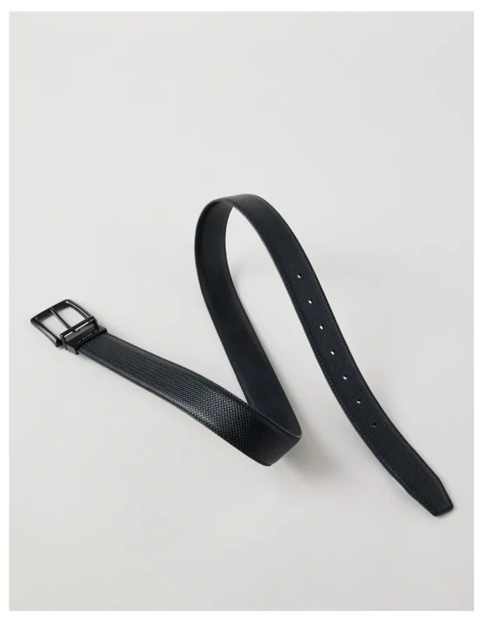 Blaq Textured Reversible Belt Black/ Black