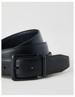 Blaq Textured Reversible Belt Black/ Black