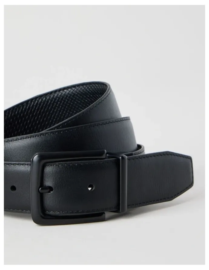Blaq Textured Reversible Belt Black/ Black