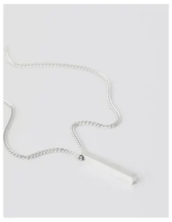 Blaq Vertical Cube Necklace in Silver