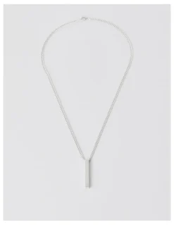 Blaq Vertical Cube Necklace in Silver