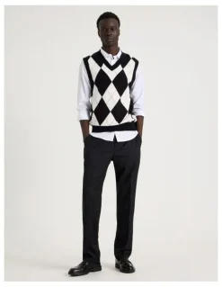 Blaq Argyle Vest in Black