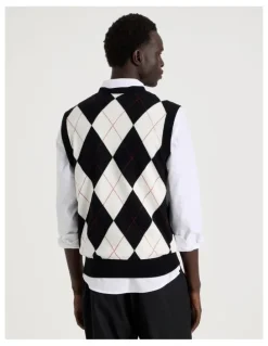 Blaq Argyle Vest in Black