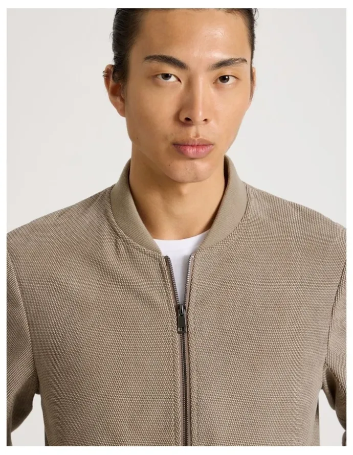 Blaq Birdseye Bomber Jacket in Brown