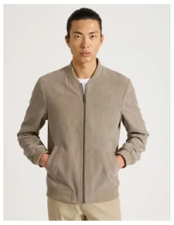 Blaq Birdseye Bomber Jacket in Brown