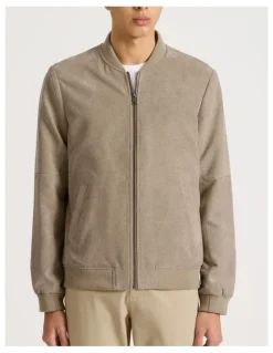 Blaq Birdseye Bomber Jacket in Brown
