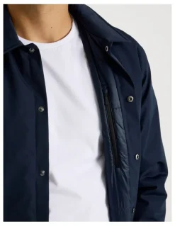 Blaq Contrast Cuff Collared Padded Jacket in Navy