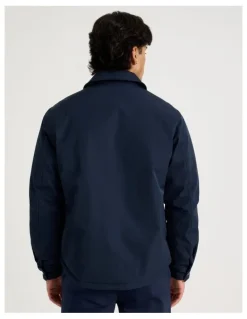 Blaq Contrast Cuff Collared Padded Jacket in Navy