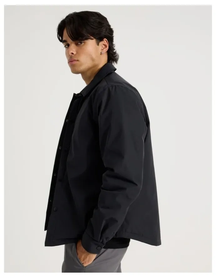 Blaq Contrast Cuff Collared Padded Jacket in Black