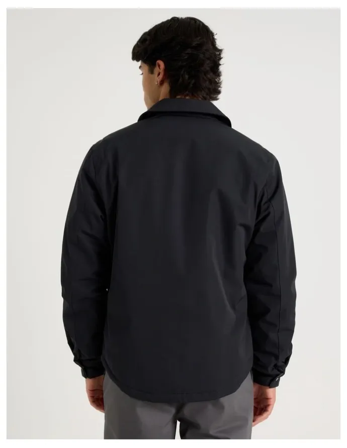 Blaq Contrast Cuff Collared Padded Jacket in Black