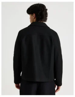 Blaq Contrast Detail Collared Jacket in Black