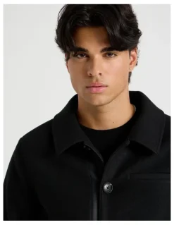 Blaq Contrast Detail Collared Jacket in Black