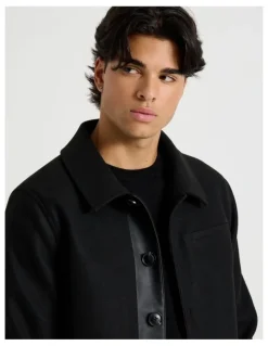 Blaq Contrast Detail Collared Jacket in Black